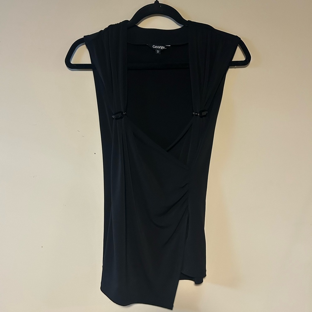 George Black Sleeveless Drape Tank Top